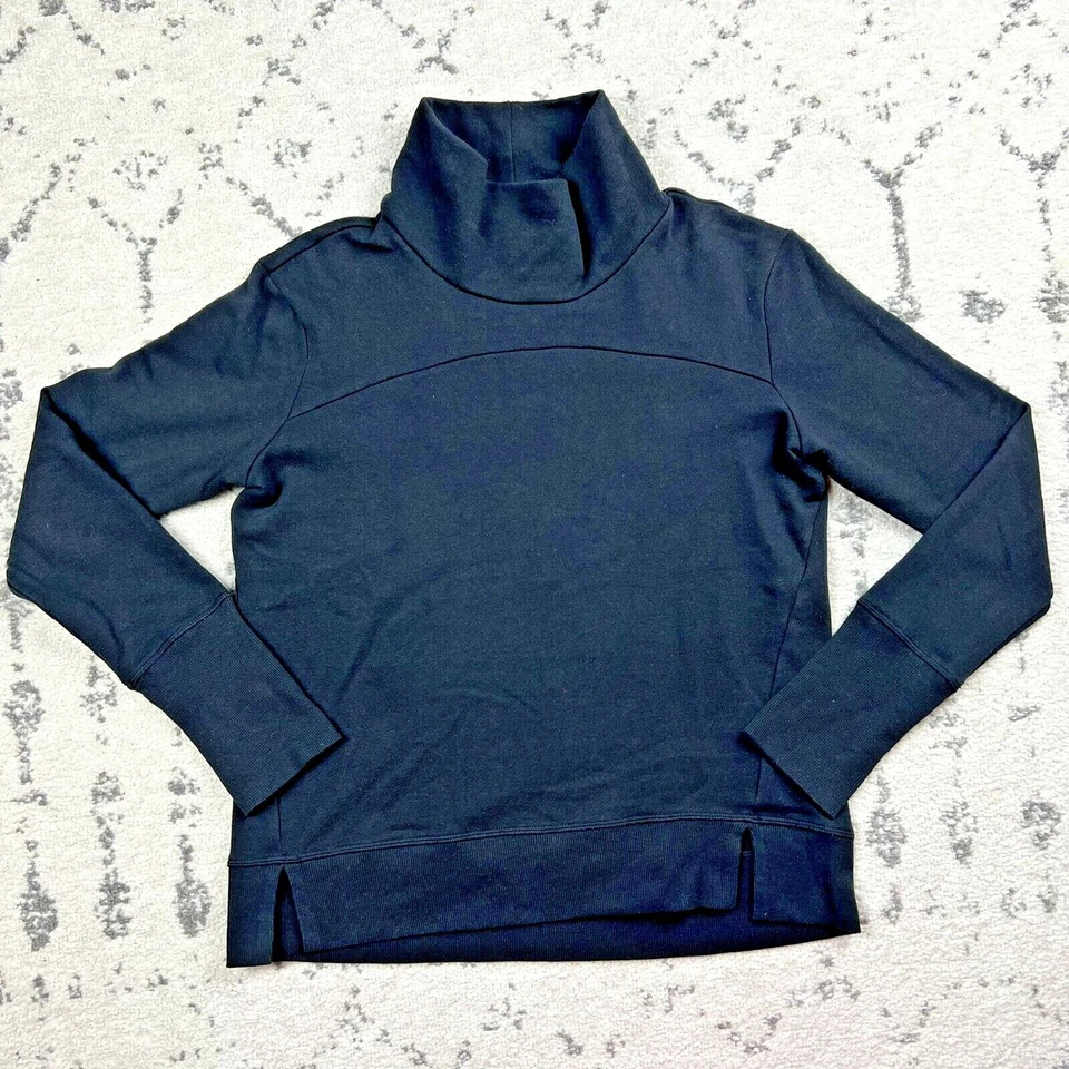 Gaiam Black Cowl Neck Pullover Sz Small Womens Cotton Blend Sweater Thumb Holes - Image 1 of 4