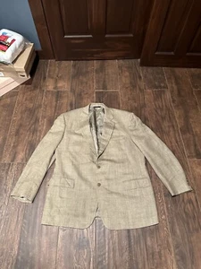 Brooks Brothers 1818 Madison E.THOMAS Silk Wool Linen Jacket Beige Blue 46R - Picture 1 of 14