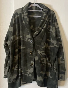 Cuddl Duds Fleecejacke tarnfarben Damen Übergröße 3X Loungewear Activewear Stretch - Bild 1 von 6
