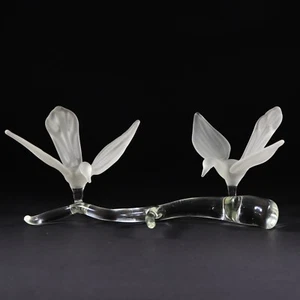 Zwei Vögel auf einem Baum Ast mundgeblasene Glas Skulptur Vintage schöne Deko Geschenk - Bild 1 von 10