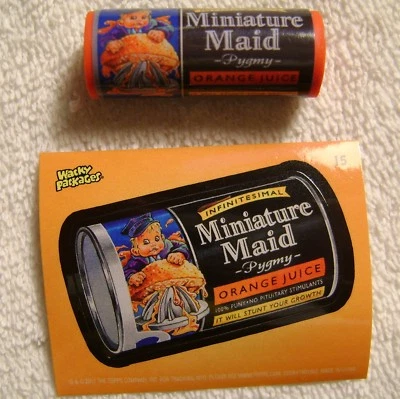 1.75" Wacky Packages Miniature Maid Eraser Sticker Card Topps 2011 Minute - Image 1 of 3