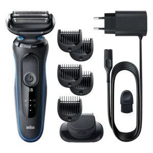 Braun Series 5 51-B1500s Wet&Dry Shaver Kit, Easy Clean, 3 combs, Black/Blue - Picture 1 of 4