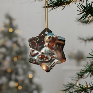 Childlike Christmas Collection Ornaments - 2-sided print, "Holiday Feast" - Picture 1 of 13