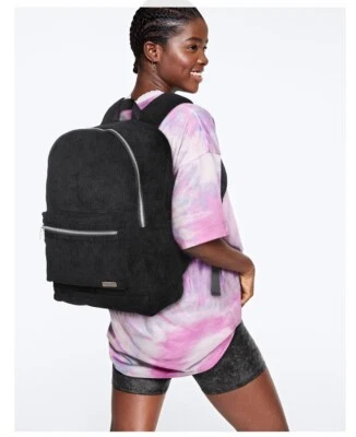 Victoria Secret Pink Black Corduroy Backpack - NWT - Image 1 of 4