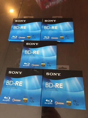 (X 5) Sony BD-RE Blu-ray regrabable 25 GB 1-2x ¡NUEVO! BNE25RH Foto 1 de 3