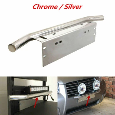 1x 23'' Chrome Bull Bar Front Bumper Working Lights License Plate Holder Braket - Image 1 of 4