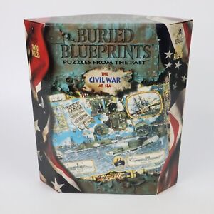 Vintage New 1997 Buried Blueprints 1000pc Puzzle The Civil War at Sea Military