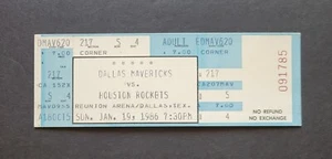 Mavericks vs  Rockets 1986 unused basketball ticket Hakeem Olajuwon 31 points - Picture 1 of 2
