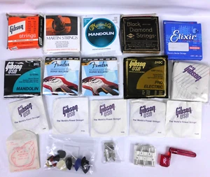 Vintage Guitar Mandolin Strings Lot of 16 and Accessories Picks Gibson Fender - Picture 1 of 6