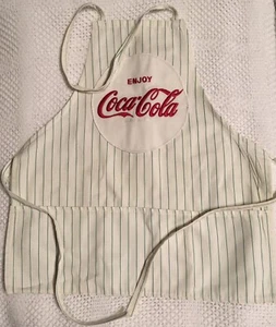 VTG 1960s? CHILDS APRON COCA-COLA GREEN STRIPED & COCA-COLA PATCH NOS? - Picture 1 of 4