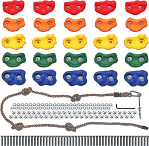 Felswandsteine Kit mit 8 FUSS SEIL Dschungel Fitnessstudio 25 bunte Kletterhalter Set - Bild 1 von 4