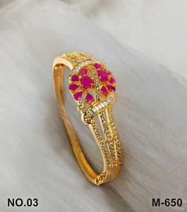 Gold Plated CZ Clip Traditional NEW Indian Bollywood Party wear Bracelet - Picture 1 of 5