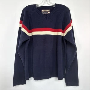 Abercrombie Performance Pullover L blau rot-weiß gestreift Ärmel Grobstrick - Bild 1 von 9