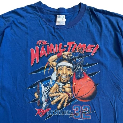 Vintage Mens 2XL Richard Rip Hamilton Detroit Pistons NBA T-Shirt Its Hamil-Time - Image 1 of 4