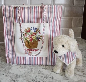 Borsa tote estiva Longaberger Homestead tela a righe floreale e inserto made in USA - Foto 1 di 14