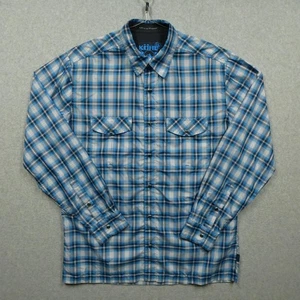 KUHL Shirt Mens Large Blue Gray Plaid Snap Front Vented Long Sleeve Performance - Picture 1 of 8