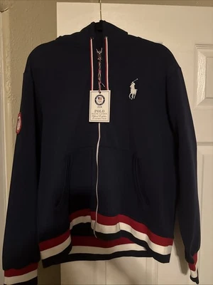 Polo Ralph Lauren XL Azul Marino Equipo Olímpico EE. UU. 2018 Chaqueta de Pista Cremallera Sudadera con Capucha Foto 1 de 4