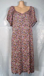 Peacocks black, pink & orange floral jersey short-sleeve tunic dress, 14 - Picture 1 of 3