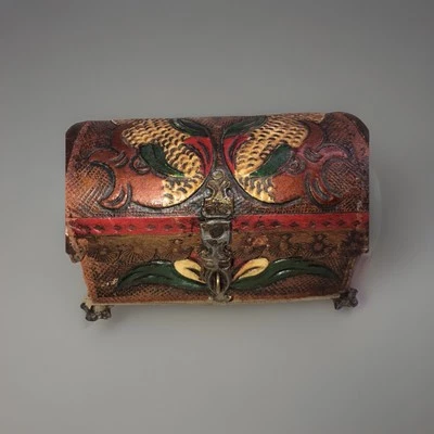 Joyero de almacenamiento de madera vintage de varios colores Foto 1 de 4