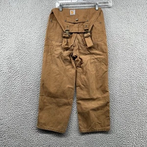 Carhartt Bib Overalls Kids Size 7 Brown Beige Duck Canvas Carpenter Youth Boys - Picture 1 of 16