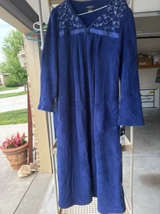 NEW! Earth Angels Velour Robe Sz Small Women’s Blue Zip Pockets Soft Long - Picture 1 of 5