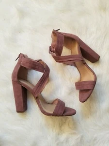 charlotte russe Purple Suede Chunky open toe strappy Heels Worn Once Size 7 - Picture 1 of 3