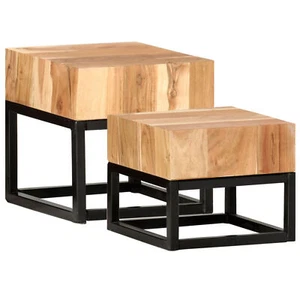 Side Tables 2 pcs Solid Acacia Wood A7Z0 - Picture 1 of 11