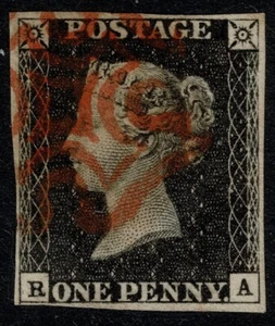 1840 1d Black Pl 6 RA 4m Fine Red Malteser X Worn Plate Fine Used Cat. 375,00 £ - Bild 1 von 1