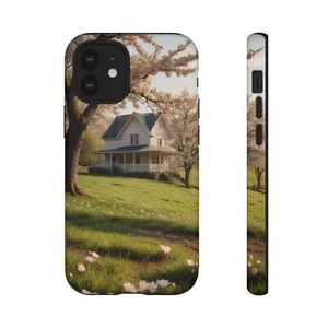 Tough Cases, Farmhouse Aesthetic Phone Case - Cozy Country Home with Blossoms - Picture 1 of 25