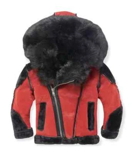 JORDAN CRAIG (KIDS) RED SHEARLING JACKET - Picture 1 of 4