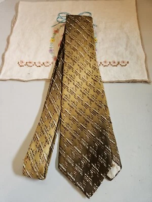 Corbata Trevlar vintage dorada, marrón y blanca 100 % poliéster años 70 ver FOTOS  Foto 1 de 4