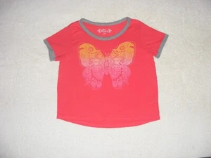 Mudd Reddish Orange "Butterfly" Cropped Short Sleeve Top - Size 12 - Picture 1 of 2