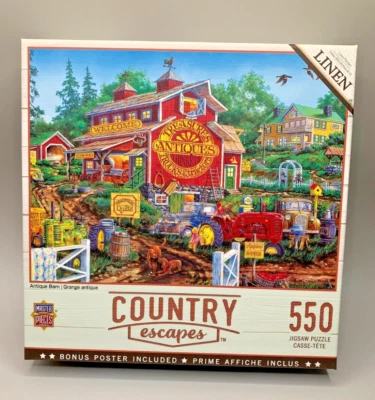 New Wheels 550 Piece Puzzle Country Farm tractors Antique Barn & Dogs W/ Poster - Image 1 of 2