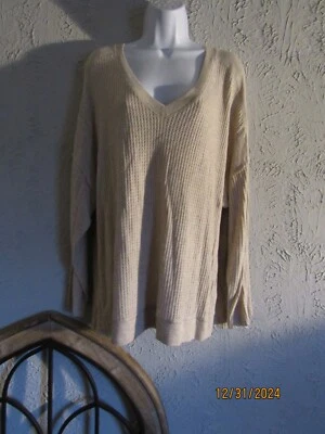 Democracy nwot sz XL waffle lightweight knit sweater v-neck dolman sleeves - Image 1 of 4