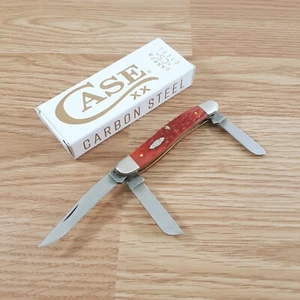 Case XX Stockman Pocket Knife Carbon Steel Blades Dark Red Jigged Bone Handle - Picture 1 of 15
