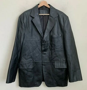 Croft & Barrow Jacket Blazer Black Leather Collared Buttons Pockets Lined Size L - Picture 1 of 12