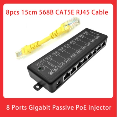 8 Ports Gigabit Passive PoE injector midspan Ethernet Adapter NO Power Adapter - Image 1 of 2