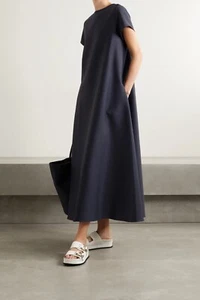 The Frankie Shop Dakota Maxi Dress Womens Size Large Navy Blue Oversized - Picture 1 of 10