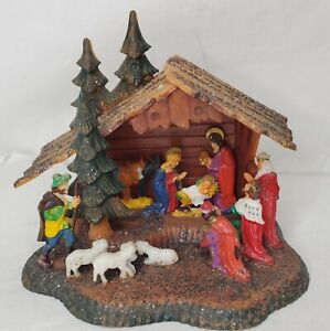 Vintage Nativity Manger Scene Plastic 4" One Piece Jesus Animals Mary Joseph