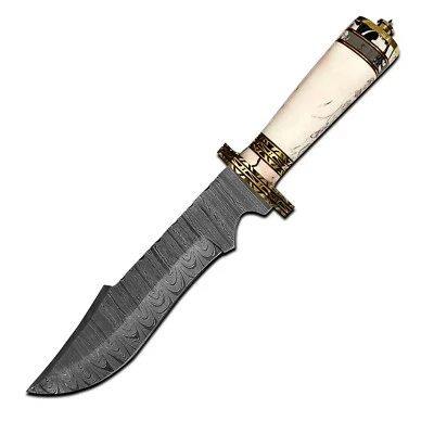 定制手工大马士革白色树脂手柄蝴蝶结带黄铜护罩和护套 B3 — 第 1/4 张图片