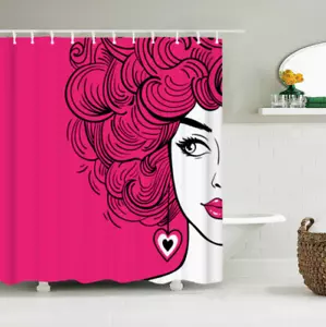 High Quality Comic Pop Art Girl Bath Shower Curtain Water Resistant - Foto 1 di 1