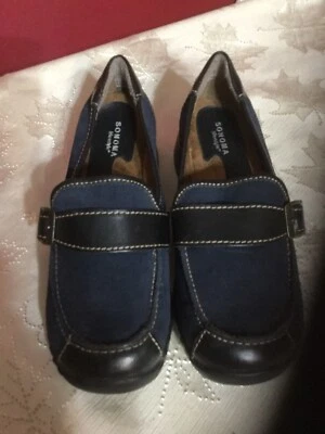 Zapatos para mujer Sonoma azul marino gamuza cuero sin cordones sin usar, en caja, hebilla en la punta 6M usados 2X Foto 1 de 4