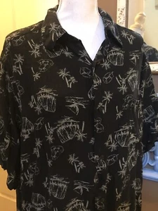 Axcess Men's Size Extra Large Black White Floral Hawaiian Shirt - Picture 1 of 7