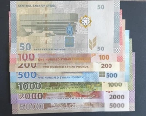 Syrie lot de 7 billets de 50/100/200/500/1 000/2 000/5 000 pounds neuf ( UNC ) - Picture 1 of 2