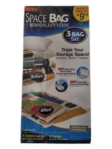 Space Bag Evolution 3 Bag Value Set New and Sealed 1 Extra LG + 2 LARGE INCLUDED - Picture 1 of 6