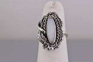 Anillo de banda distintivo madre perla de plata esterlina nativa americana talla 925 - Imagen 1 de 7