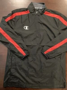 Champion Authentic Boys Size Youth Small Wind Breaker Black With Red Stripe New - Picture 1 of 7