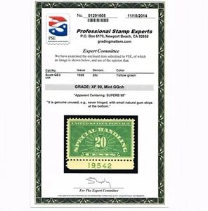 SCOTT #QE3 MINT OG NH PSE CERT GRADED XF-90 SCHEINBARE ZENTRIERUNG HERVORRAGEND - 98 PLATTE - # - Bild 1 von 3