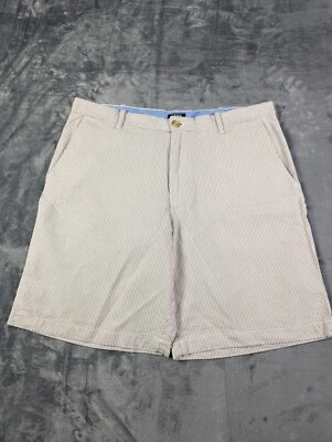 Bermudas chinas IZOD para hombre Seersucker talla 36 x 9 marrón blanco algodón a rayas Foto 1 de 4