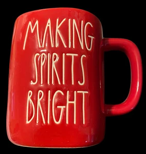 RAE DUNN  Christmas"MAKING SPIRITS BRIGHT" Red Mug By Magenta Brand New - Picture 1 of 7